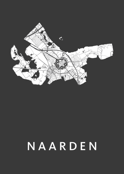 Naarden Black Stadskaart Poster Kopen