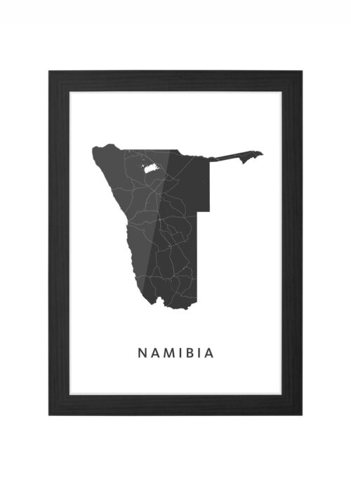 namibia landkaart poster ingelijst in zwarte lijst