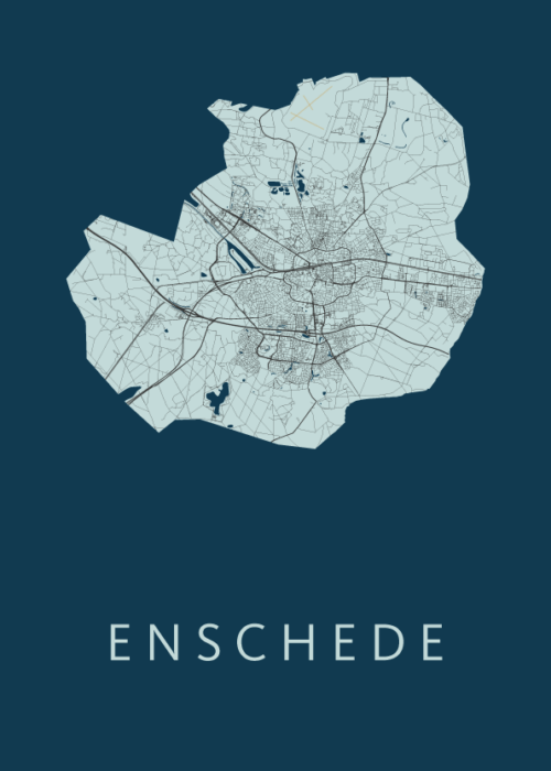 Enschede Navy Stadskaart Poster Kopen