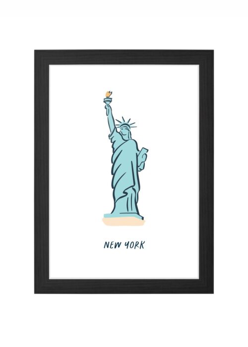 vrijheidsbeeld new york poster ingelijst in zwarte lijst