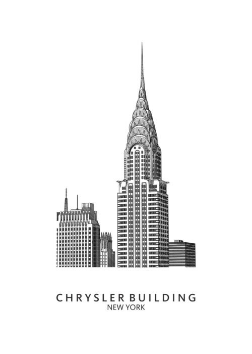 Chrysler Building - II - New York lijntekening print