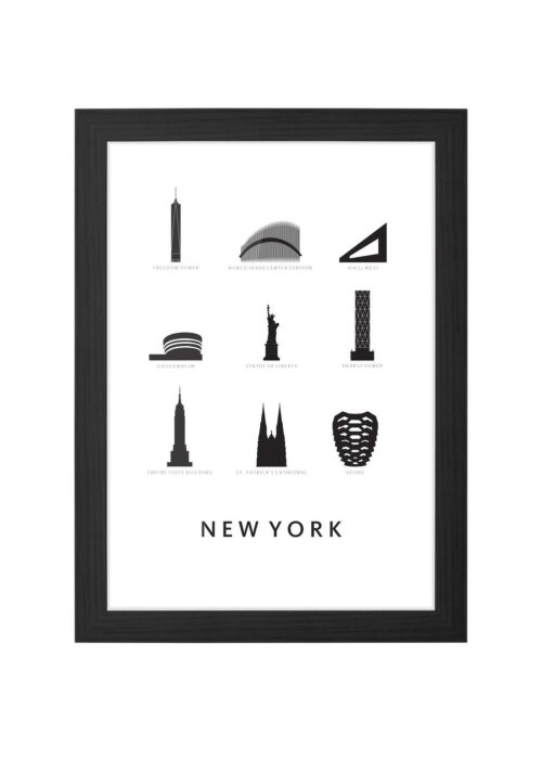 New York - Architectuur Print ingelijst in zwarte lijst