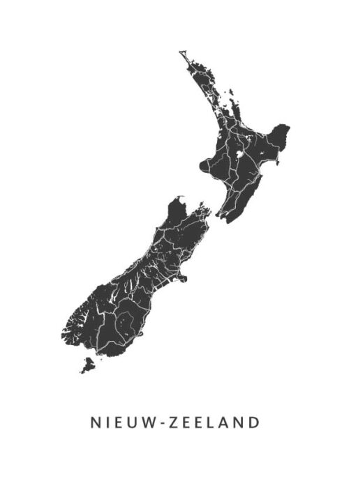 Nieuw-Zeeland landkaart poster