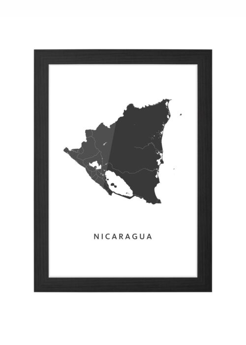 nicaragua landkaart poster ingelijst in zwarte lijst