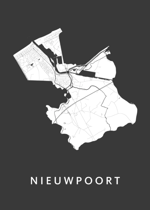 Nieuwpoort Black Stadskaart Poster Kopen