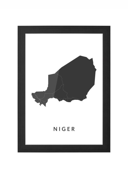 nigar landkaart poster ingelijst in zwarte lijst