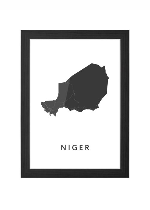 niger landkaart poster ingelijst in zwarte lijst