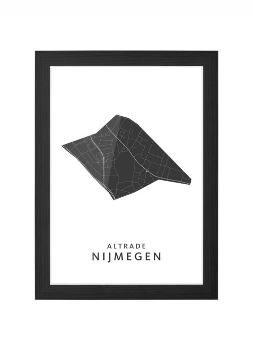 altrade wijkkaart nijmegen ingelijst in zwarte lijst