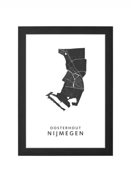 oosterhout wijkkaart nijmegen ingelijst in zwarte lijst