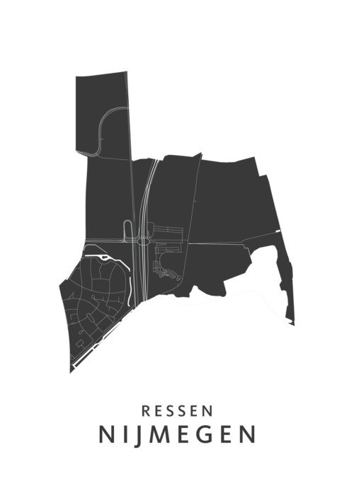 Nijmegen RessenWhiteStadskaartPoster|KunstinKaart