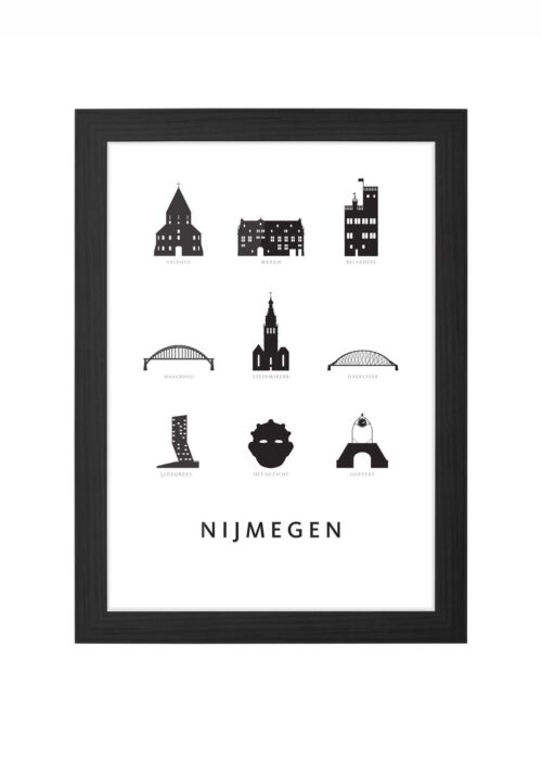Nijmegen - Architectuur Print ingelijst in zwarte lijst