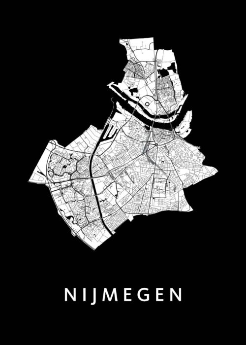 Nijmegen Stadskaart - Black poster Nijmegen