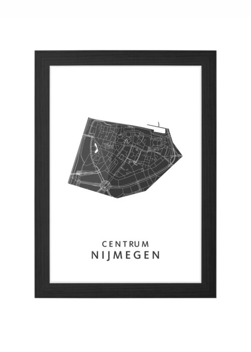 centrum wijkkaart nijmegen ingelijst in zwarte lijst