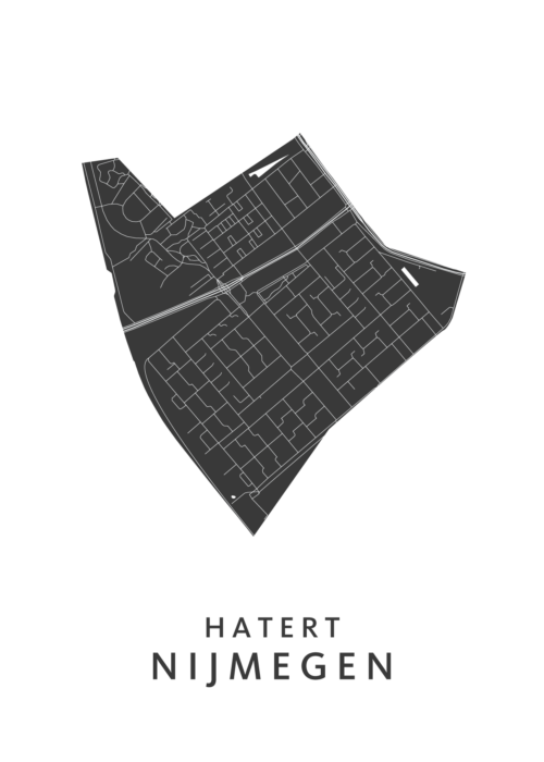 Nijmegen HatertWhiteStadskaartPoster|KunstinKaart