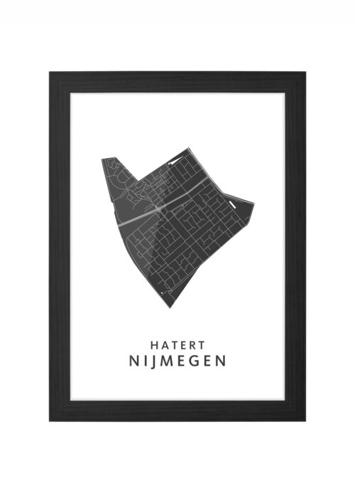 hatert wijkkaart nijmegen ingelijst in zwarte lijst