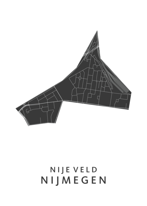 Nijmegen NijeVeldWhiteStadskaartPoster|KunstinKaart