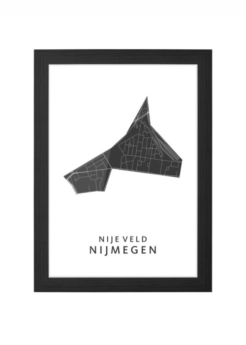 nije veld wijkkaart nijmegen ingelijst in zwarte lijst