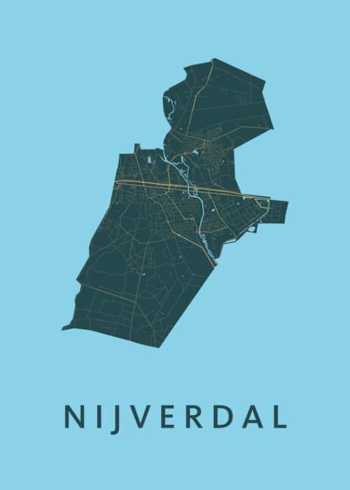 Nijverdal Azure Stadskaart Poster Kopen