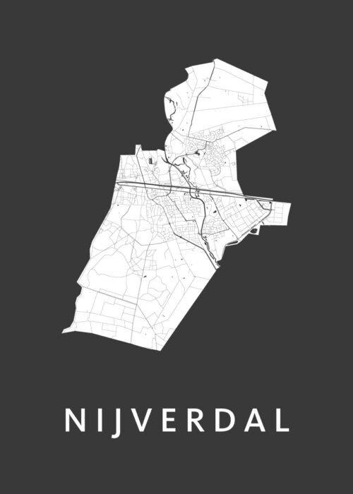 Nijverdal Black Stadskaart Poster Kopen