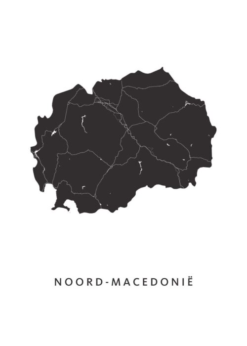 Noord-Macedonië landkaart poster