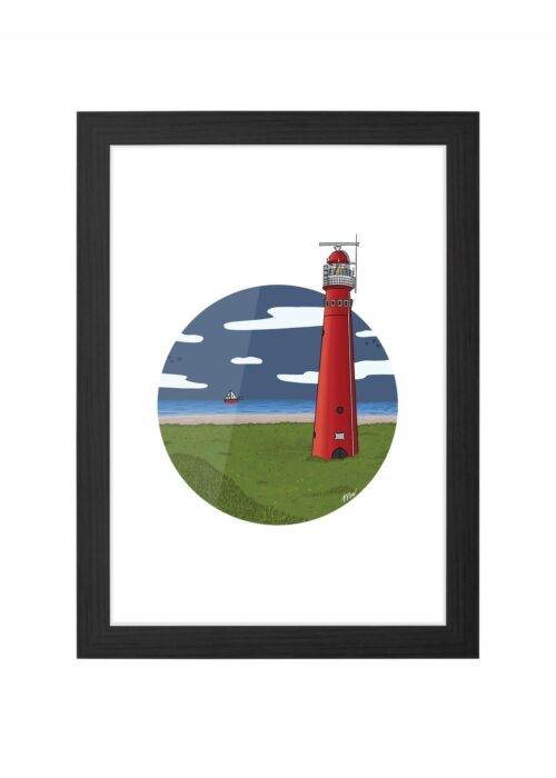 noordertoren icoon print poster ingelijst in zwarte lijst