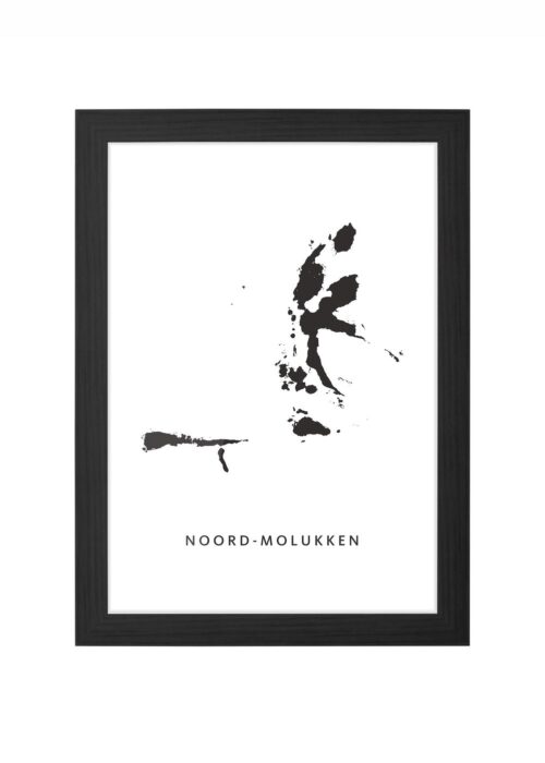noord-molukken kaart poster ingelijst in zwarte lijst