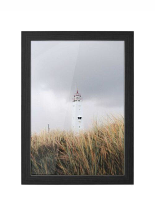 vuurtoren van noordwijk aan zee fotografie poster ingelijst in zwarte lijst