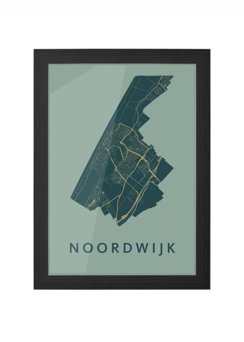 noordwijk stadskaart poster ingelijst in zwarte lijst