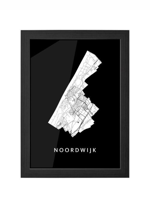 noordwijk stadskaart poster ingelijst in zwarte lijst