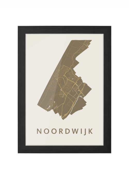 noordwijk stadskaart poster ingelijst in zwarte lijst