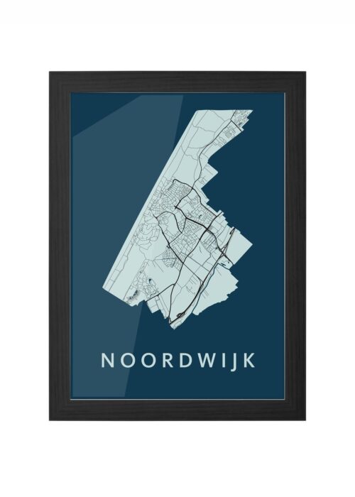 noordwijk stadskaart poster ingelijst in zwarte lijst
