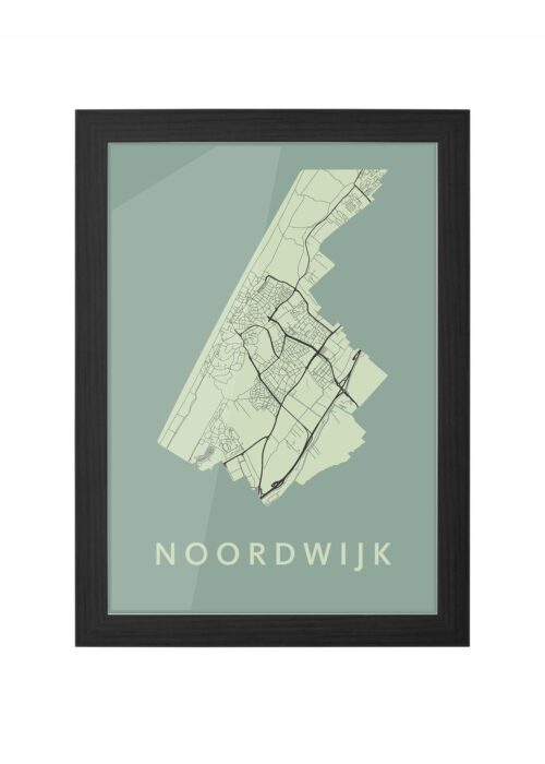 noordwijk stadskaart poster ingelijst in zwarte lijst