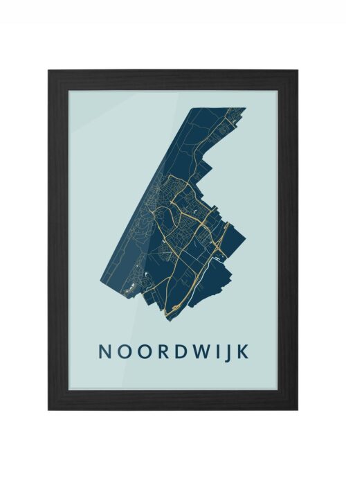 noordwijk stadskaart poster ingelijst in zwarte lijst
