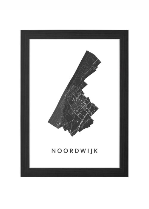 noordwijk stadskaart poster ingelijst in zwarte lijst