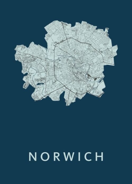 Norwich Navy Stadskaart Poster Kopen