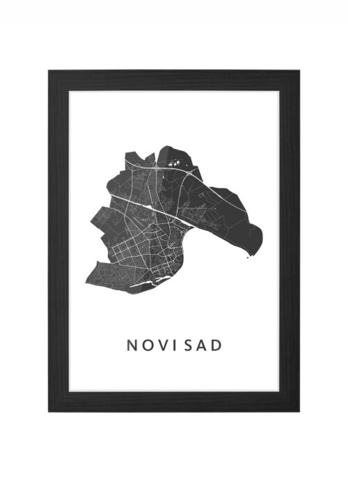 novi sad kaart poster ingelijst in zwarte lijst