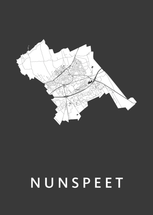 Nunspeet Stadskaart poster Black