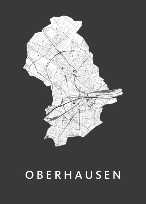 Oberhausen Black Stadskaart Poster Kopen