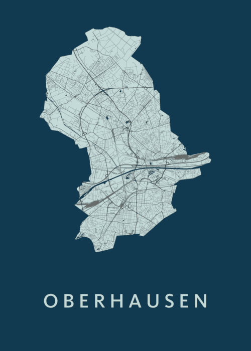 Oberhausen Navy Stadskaart Poster Kopen
