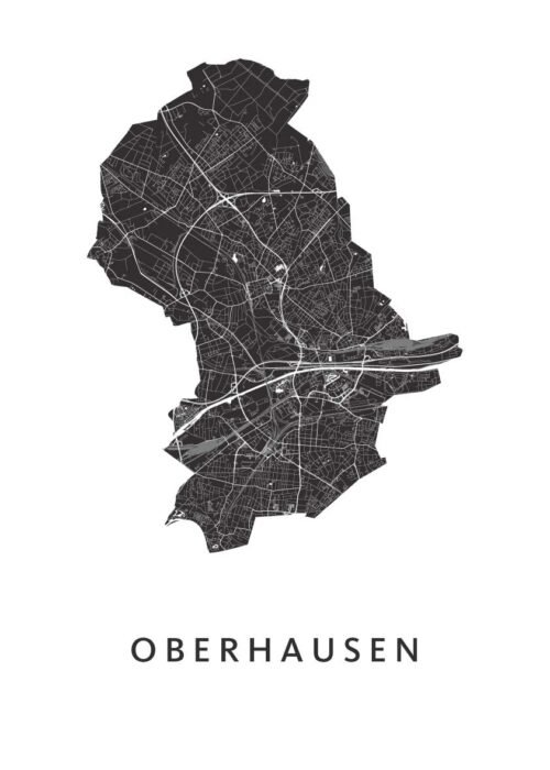 Oberhausen White Stadskaart Poster Kopen