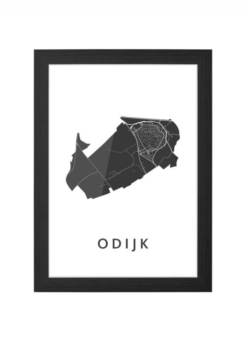 Odijk Stadskaart Plattegrond Poster ingelijst in zwarte lijst