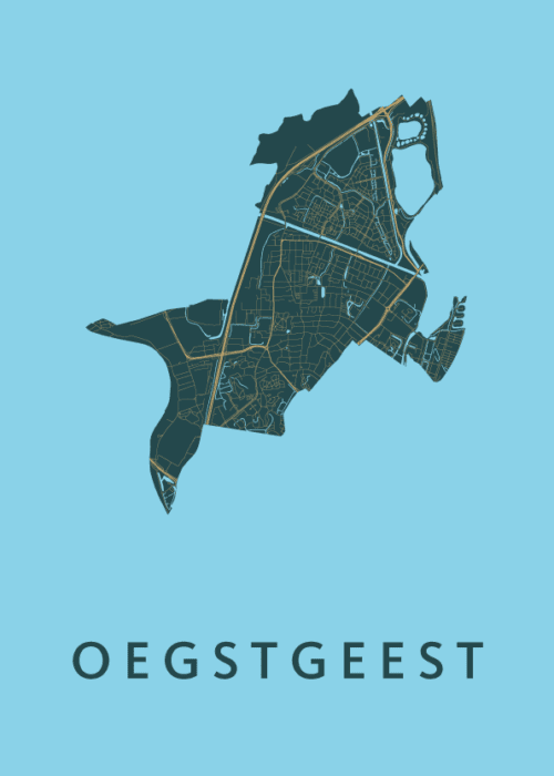 Oegstgeest Azure Stadskaart Poster Kopen