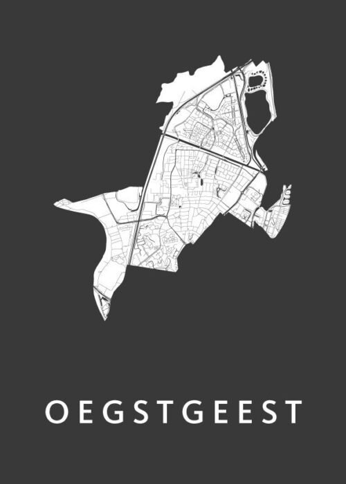Oegstgeest Black Stadskaart Poster Kopen