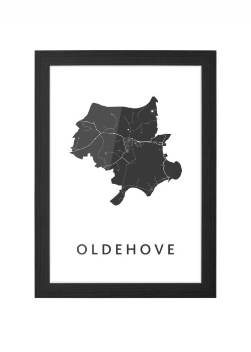 oldehove stadskaart poster ingelijst in zwarte lijst