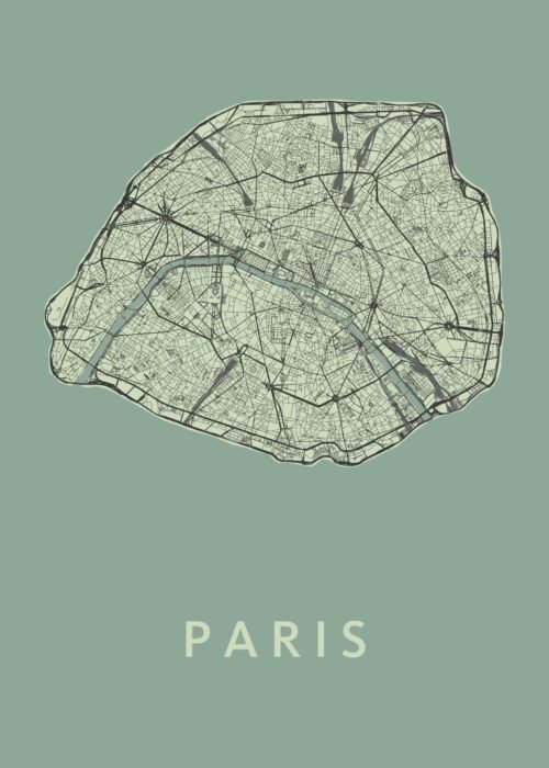 Parijs stadskaart poster Olive