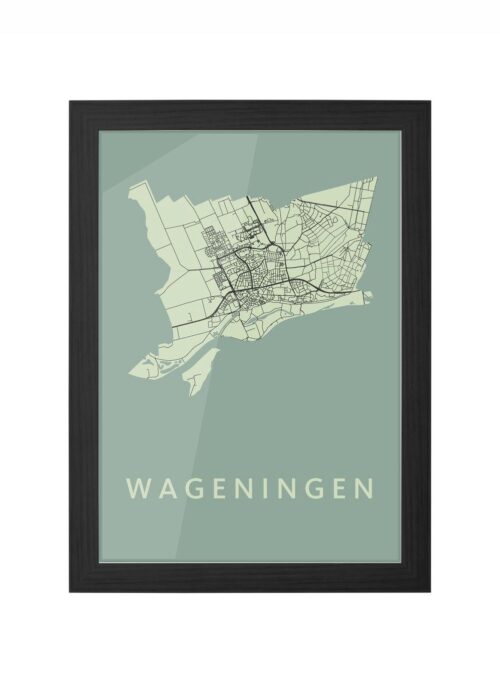 wageningen stadskaart poster ingelijst in zwarte lijst