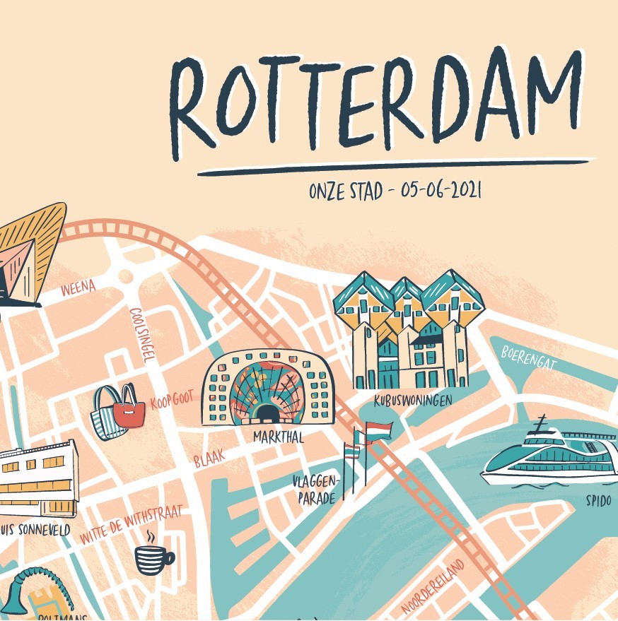 Geïllustreerde kaart met eigen tekst poster Geïllustreerde kaart met eigen tekst poster