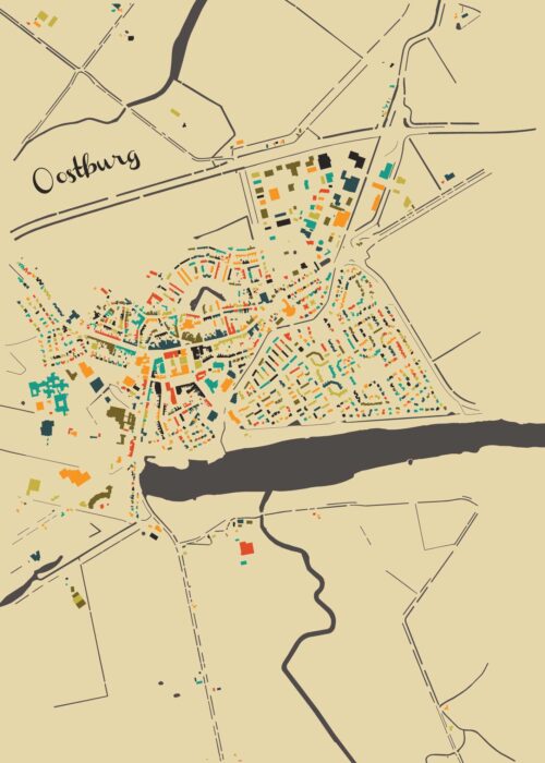 Oostburg Mozaïek Stadskaart poster