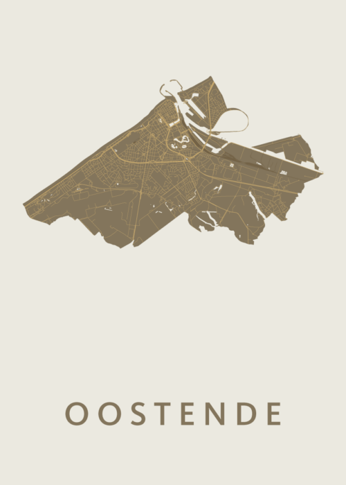 Oostende Stadskaart poster Gold