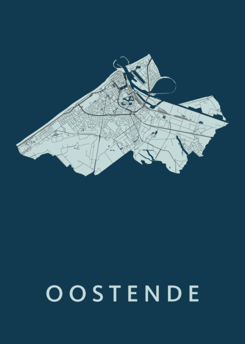 Oostende Stadskaart poster Navy
